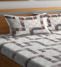 Multicolor Geometric 300 TC Poly Cotton Double Bedsheet with 2 Pillow Covers