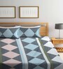 Multicolor Geometric 300 TC Poly Cotton Double Bedsheet with 2 Pillow Covers