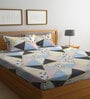 Multicolor Geometric 300 TC Poly Cotton Double Bedsheet with 2 Pillow Covers