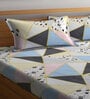 Multicolor Geometric 300 TC Poly Cotton Double Bedsheet with 2 Pillow Covers