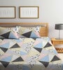 Multicolor Geometric 300 TC Poly Cotton Double Bedsheet with 2 Pillow Covers