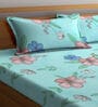 Aqua Multicolor Floral 300 TC Poly Cotton Double Bedsheet with 2 Pillow Covers