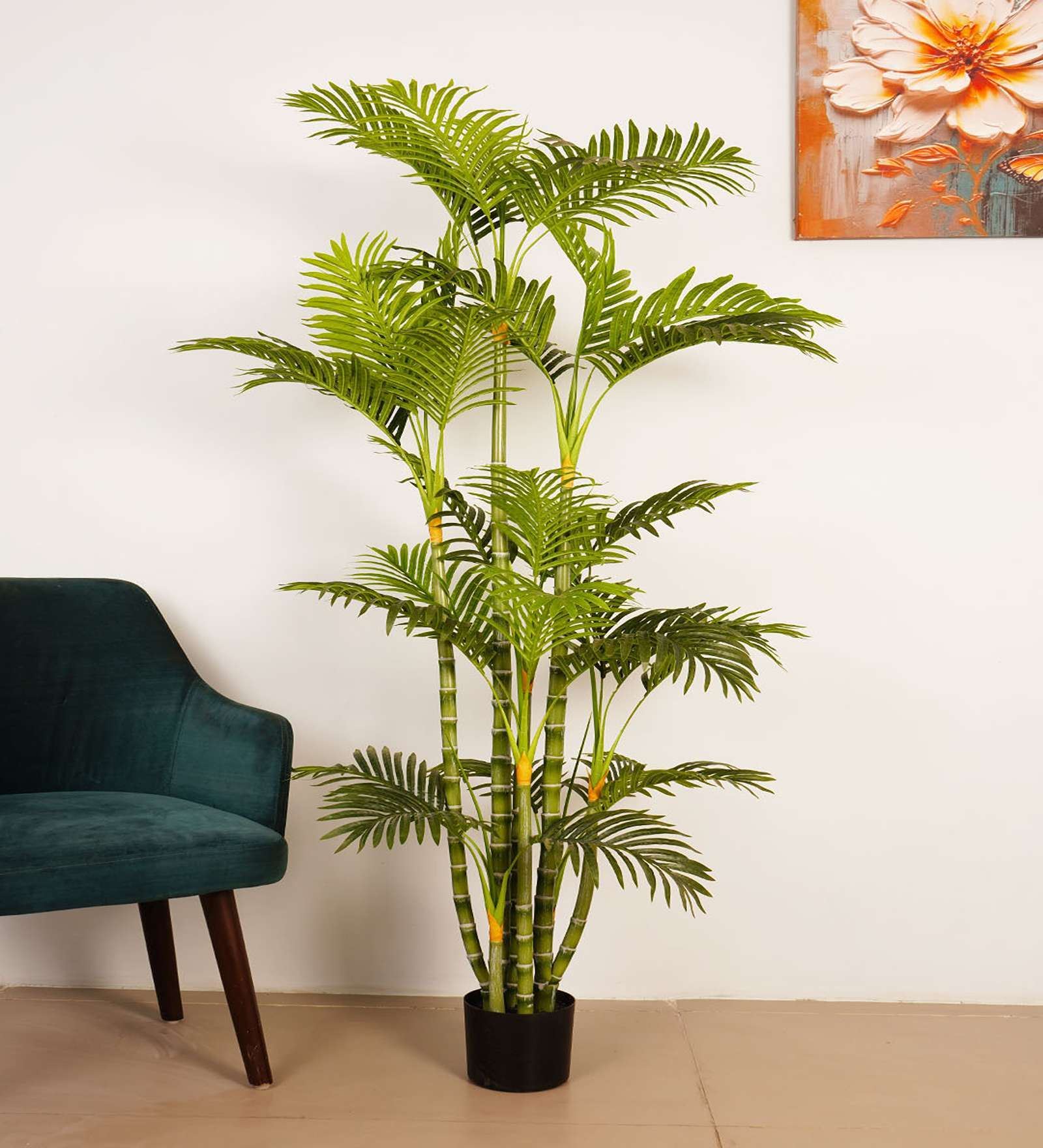 6Ft Artificial Golden Areca Palm Tree Plant with Black Pot