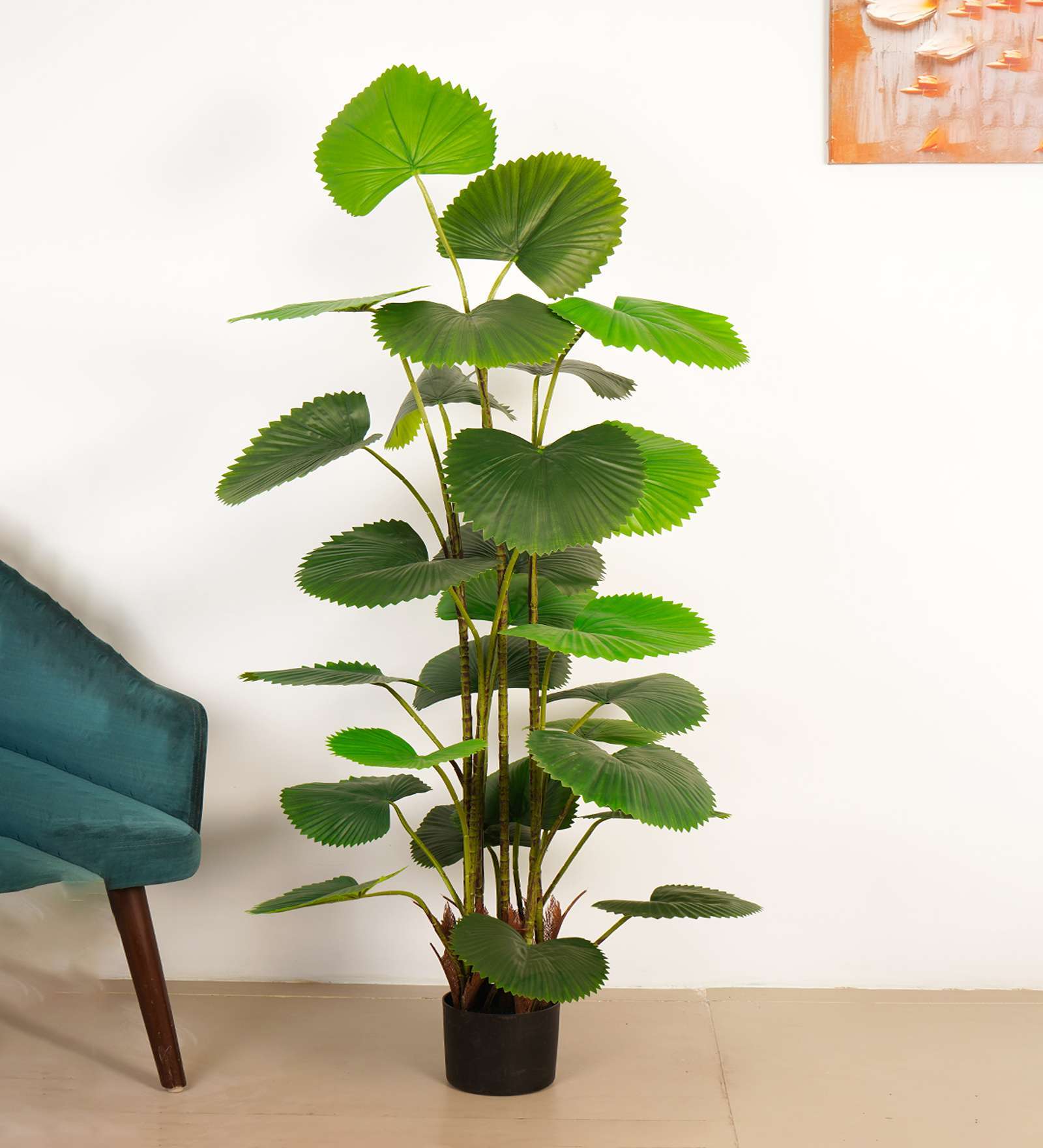 6Ft Artificial Ruffled Fan Palm Tree Plant with Pot