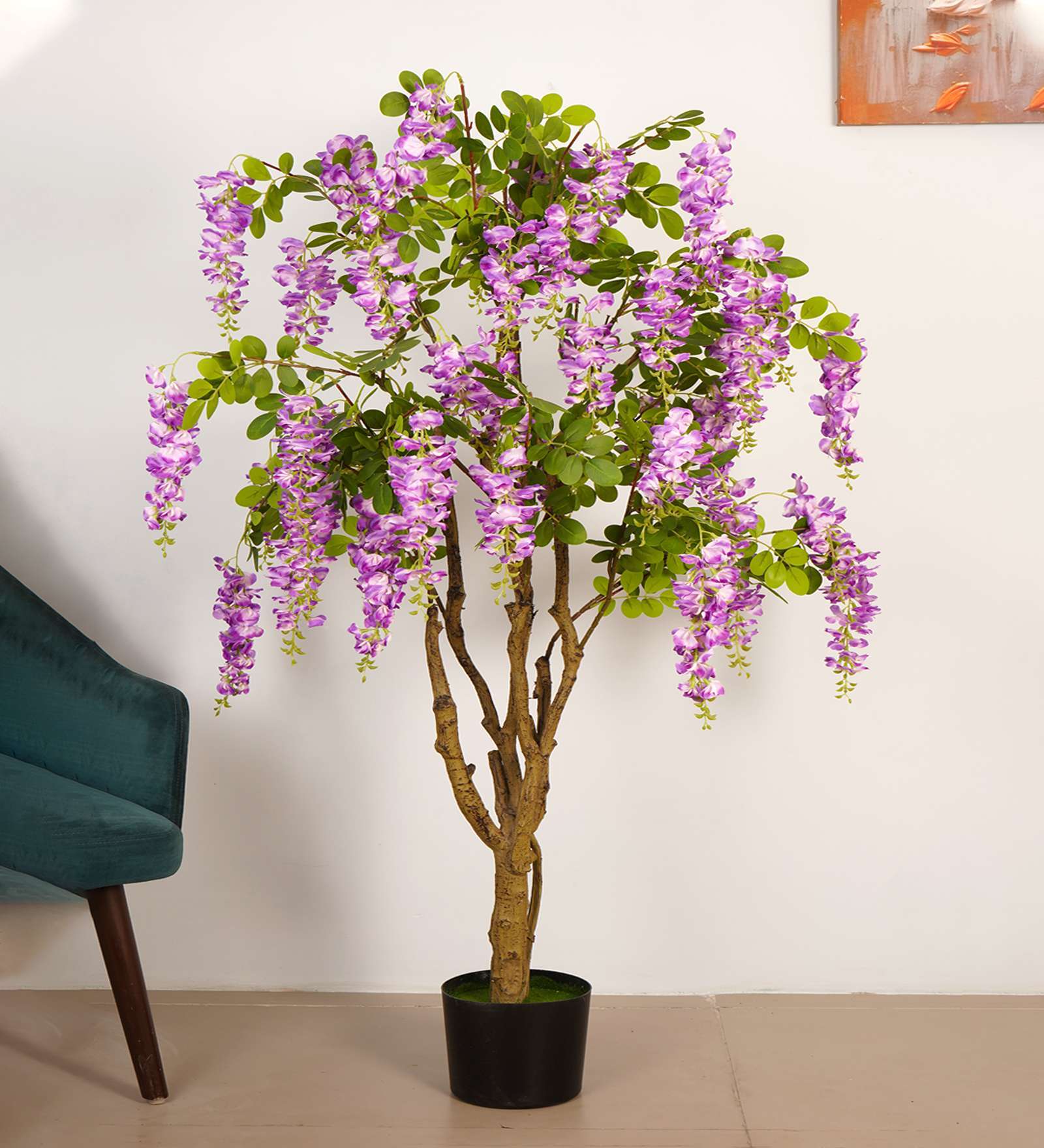 6Ft Artificial Wisteria Flower Tree Plant with Pot
