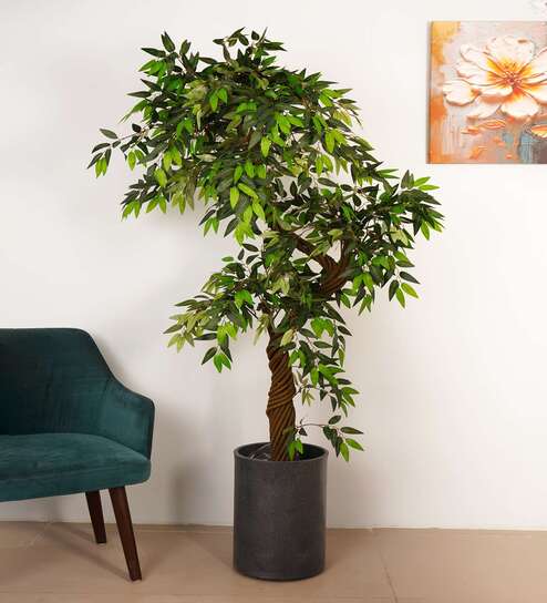 6Ft Artificial Twisted Eucalyptus Tree Plant with Pot
