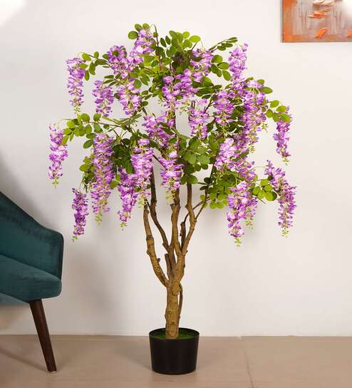 6Ft Artificial Wisteria Flower Tree Plant with Pot