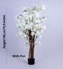 6Ft Artificial White Blossom Tree Plant with Pot