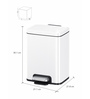 White 6L Compact Step Trash Can Matte White Rectangular Pedal Bin with Lid & Removable Inner Basket