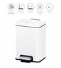 White 6L Compact Step Trash Can Matte White Rectangular Pedal Bin with Lid & Removable Inner Basket