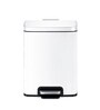 White 6L Compact Step Trash Can Matte White Rectangular Pedal Bin with Lid & Removable Inner Basket