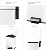 White 6L Compact Step Trash Can Matte White Rectangular Pedal Bin with Lid & Removable Inner Basket