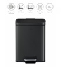 Black 6L Compact Step Trash Can Rectangular Pedal Bin with Lid & Removable Inner Basket