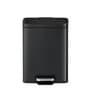 Black 6L Compact Step Trash Can Rectangular Pedal Bin with Lid & Removable Inner Basket