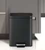 Black 6L Compact Step Trash Can Rectangular Pedal Bin with Lid & Removable Inner Basket