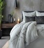 6Pc Ash Grey Ebroidered Comforter Bundle With Quilted Bedcover,Pillow Shams & Cushions