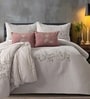 6Pc Cloud Pink Ebroidered Comforter Bundle With Quilted Bedcover,Pillow Shams & Cushions