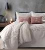 6Pc Cloud Pink Ebroidered Comforter Bundle With Quilted Bedcover,Pillow Shams & Cushions