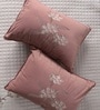 6Pc Cloud Pink Ebroidered Comforter Bundle With Quilted Bedcover,Pillow Shams & Cushions
