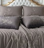 6Pc Muted Plum Ebroidered Comforter Bundle With Quilted Bedcover,Pillow Shams & Cushions