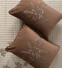 6Pc Oat Milk Ebroidered Comforter Bundle With Quilted Bedcover,Pillow Shams & Cushions