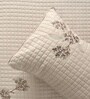 6Pc Oat Milk Ebroidered Comforter Bundle With Quilted Bedcover,Pillow Shams & Cushions