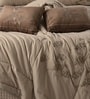 6Pc Sand Ebroidered Comforter Bundle With Quilted Bedcover,Pillow Shams & Cushions
