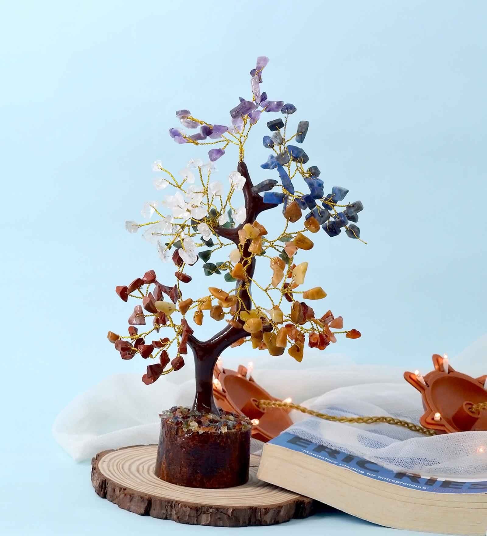 Multicolour 7 Chakra Crystal Tree for Energy Balance, Positivity, and Spiritual Growth (200 Beads)