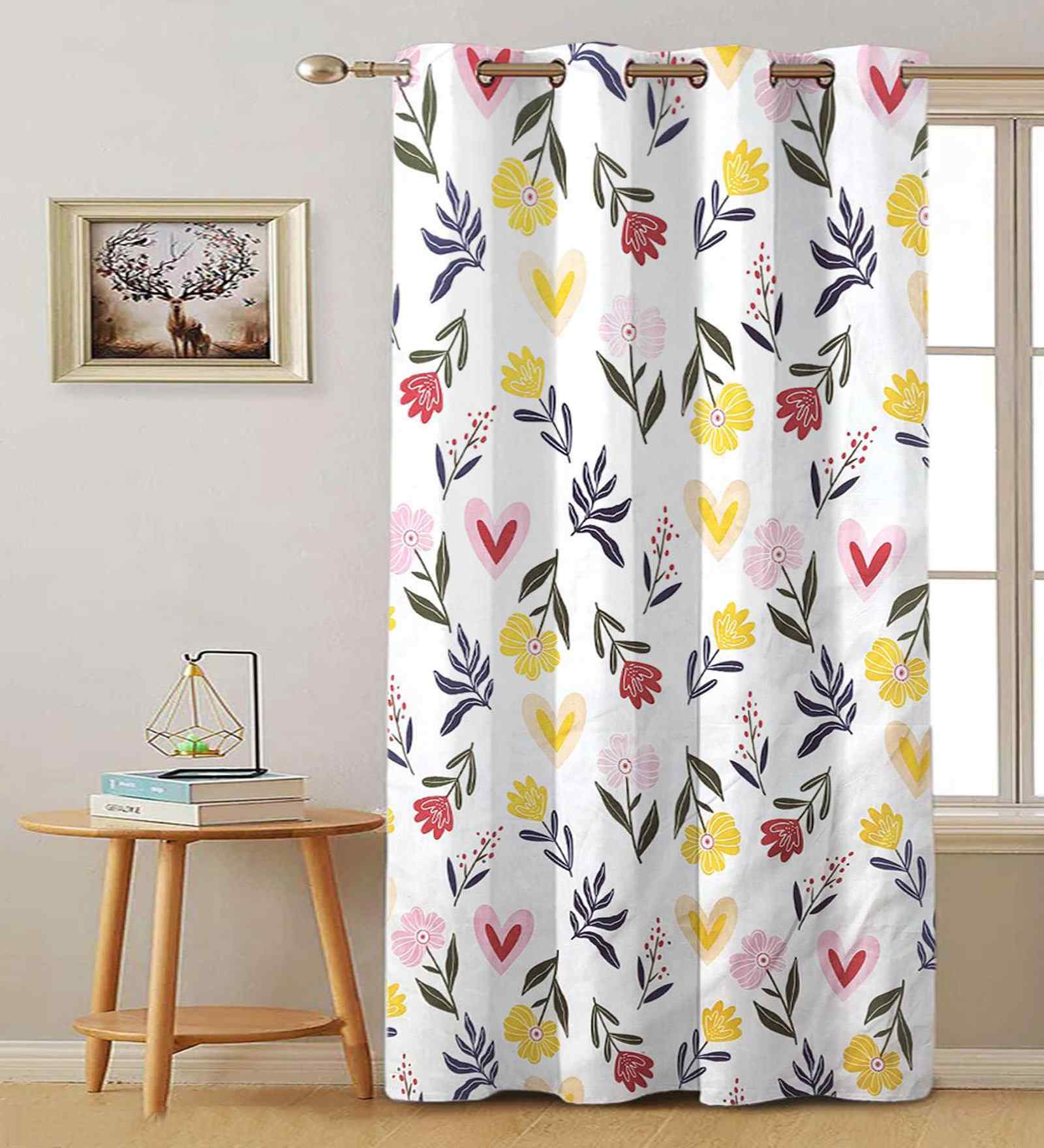 Multicolor Cotton Floral 7ft Door Curtain (1 Pc)