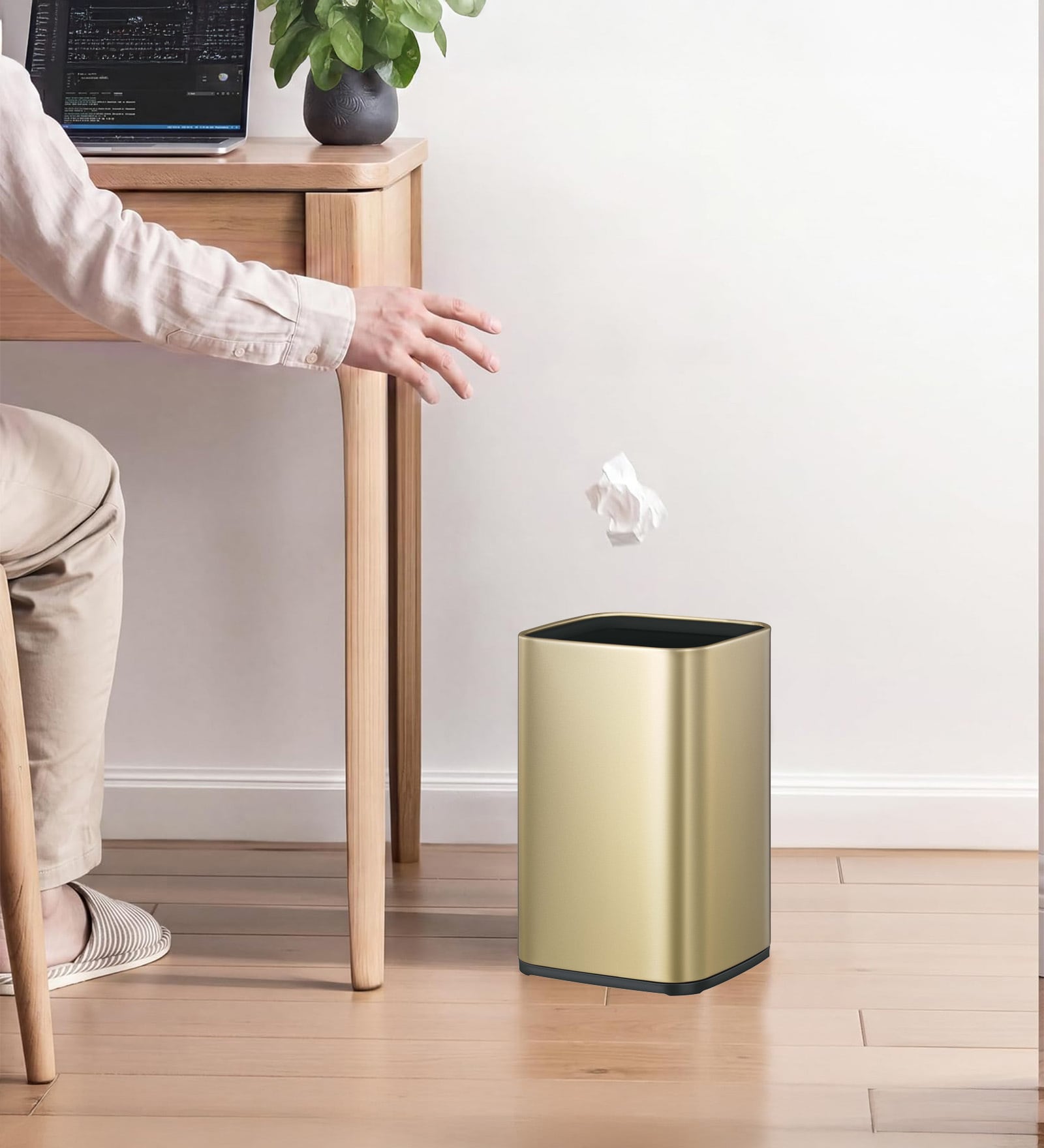 7 Litre Gold Stainless Steel Dustbin