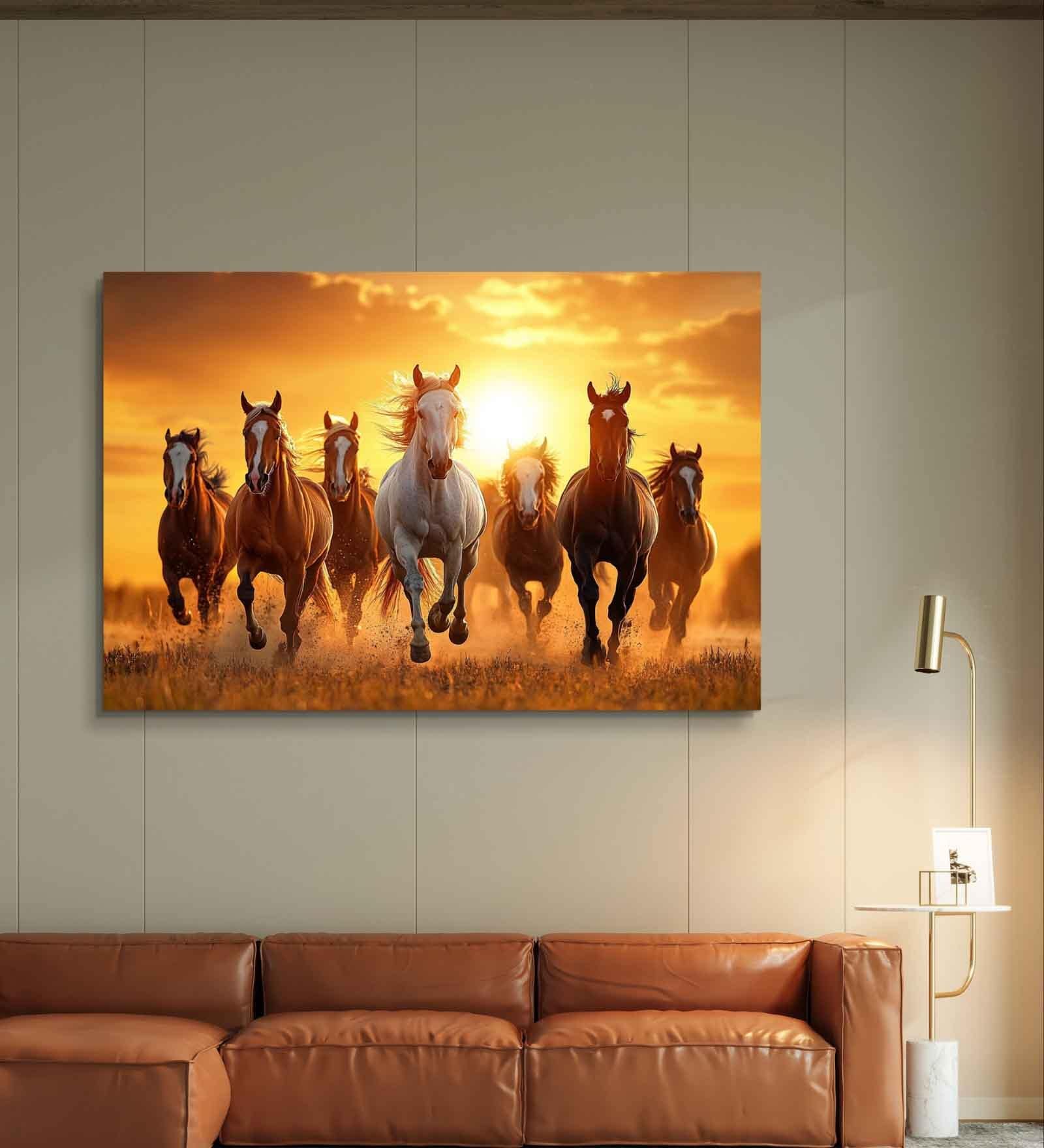 7 Running Horses Canvas Painting