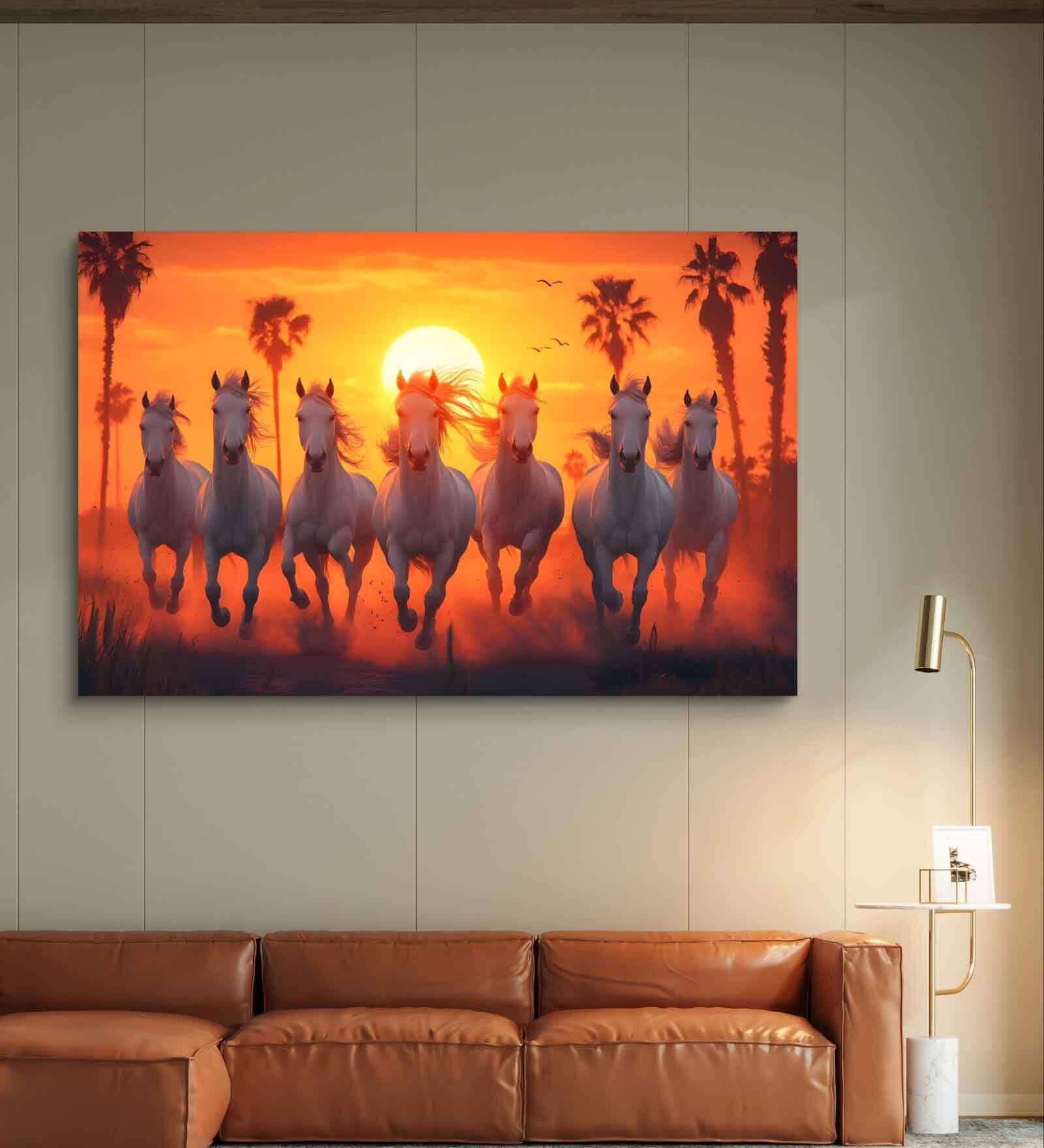 7 Running Horses Canvas Painting