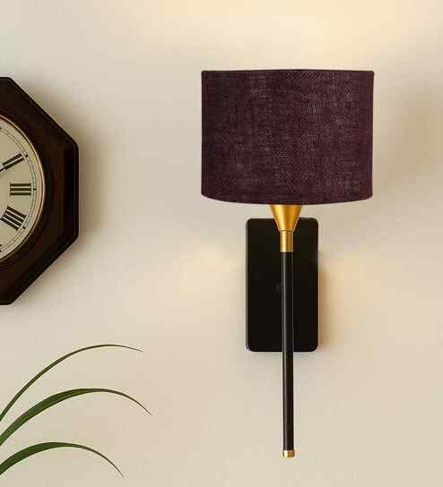 7" Drum Shade Wall Mounted Lamp   Stylish Metal Wall Fixture-Brown Jute