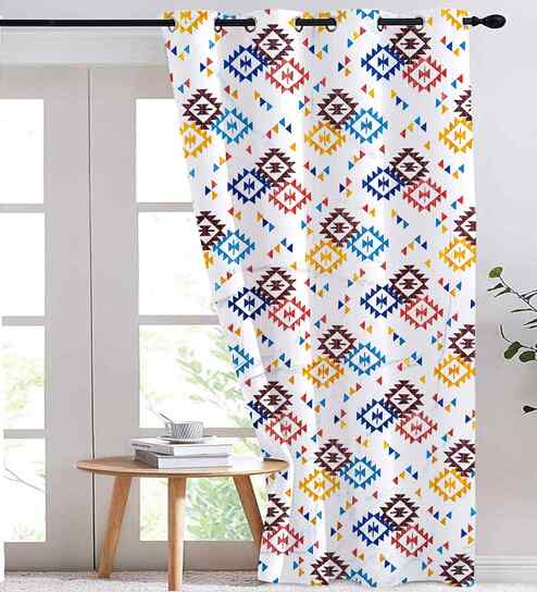 Multicolor Cotton Geometric 7ft Door Curtain (1 Pc)