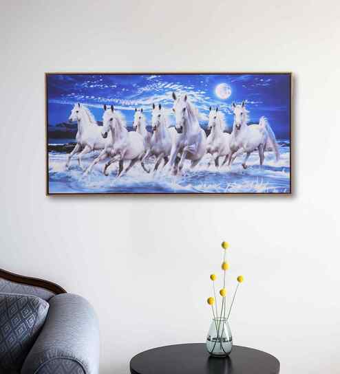 7 Horses Running in Ocean 120cm Wall Art