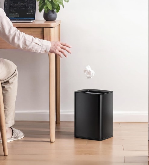 7 Litre Black Stainless Steel Dustbin