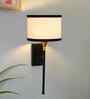 7" Drum Shade Wall Lamp   Modern Metal Wall Mounted Design-White & Black Cotton