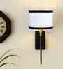 7" Drum Shade Wall Lamp   Modern Metal Wall Mounted Design-White & Black Cotton