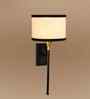 7" Drum Shade Wall Lamp   Modern Metal Wall Mounted Design-White & Black Cotton
