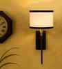 7" Drum Shade Wall Lamp   Modern Metal Wall Mounted Design-White & Black Cotton