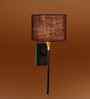 7" Drum Shade Wall Mounted Lamp   Stylish Metal Wall Fixture-Brown Jute