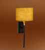 7" Fabric Drum Shade with Metal Wall Mount   Premium Wall Lighting-Yellow Jute
