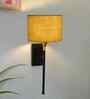 7" Fabric Drum Shade with Metal Wall Mount   Premium Wall Lighting-Yellow Jute