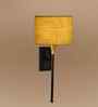 7" Fabric Drum Shade with Metal Wall Mount   Premium Wall Lighting-Yellow Jute