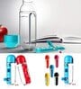7 Compartment Pill Box with 600ml Water Bottle Plastic Organizer (Transparent/Blue)