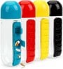 7 Compartment Pill Box with 600ml Water Bottle Plastic Organizer (Transparent/Blue)