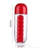 7 Compartment Pill Box with 600ml Water Bottle Plastic Organizer (Transparent/Blue)