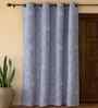 Grey Cotton Floral 7ft Eyelet Door Curtain (1 Pc)