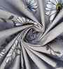 Grey Cotton Floral 7ft Eyelet Door Curtain (1 Pc)