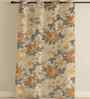 Orange Cotton Floral 7ft Eyelet Door Curtain (1 Pc)